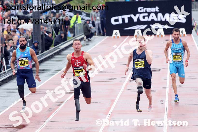 Mens IPC 100 metres, 2018 Great North CityGames. Photo: David T. Hewitson/Sports for All Pics